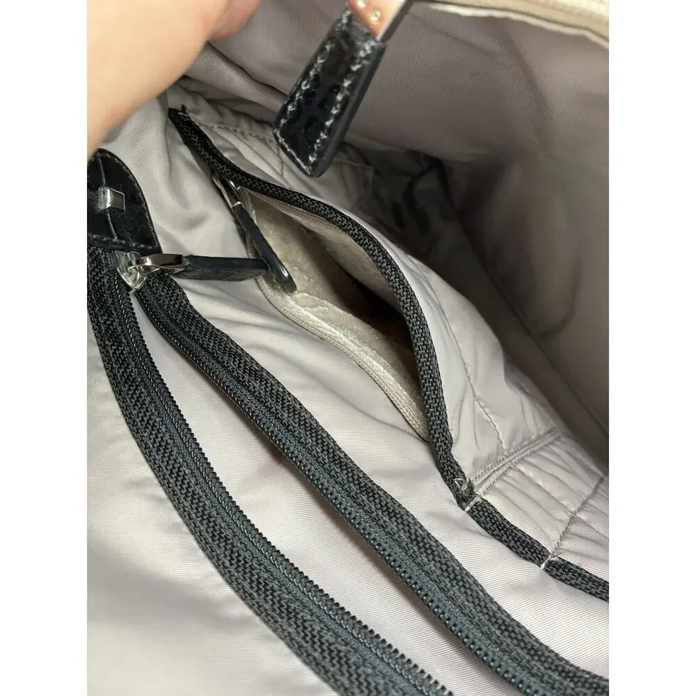 Tumi 73223D Briefcase Laptop Bag Black Nylon Croc Leather Trim Shoulder Strap